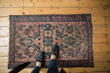 Antique Lilihan rug corner: blush field, oversized Herati and Mahi shrimp motifs, with wear.