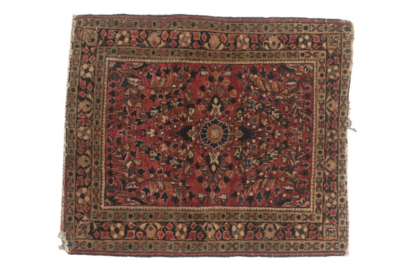 Vintage American Sarouk Square Rug Mat