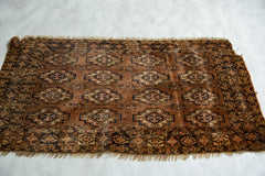 1.5x3.5 Antique Turkmen Rug Mat Runner // ONH Item 5583 Image 2