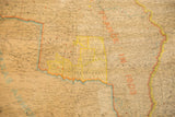 Aged antique 1898 US map detail of Oklahoma, Indian Territory historical sections.