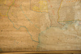 Antique 1898 map detail showing Texas, New Mexico, Gulf of Mexico, and creased paper.