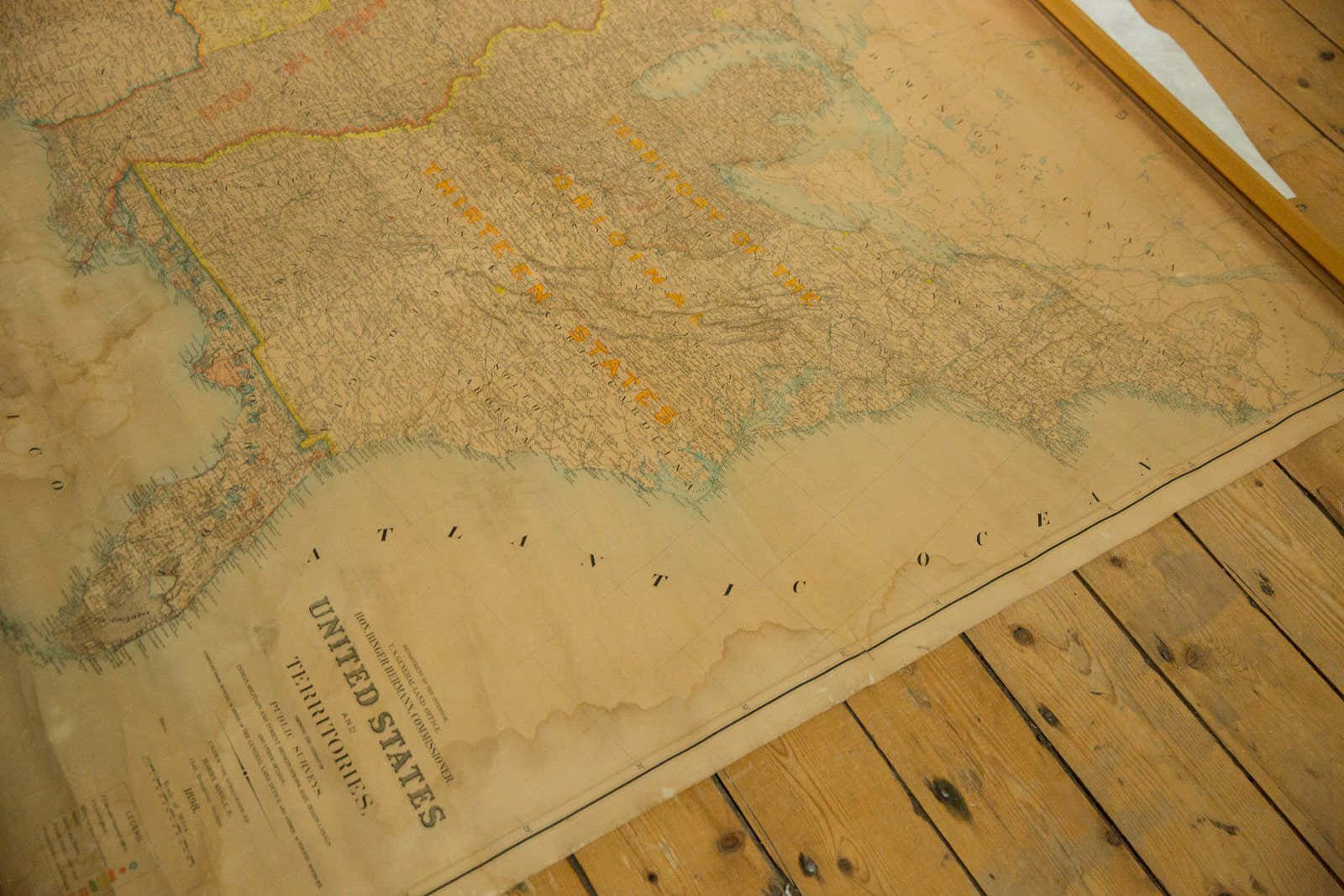 Large 1898 United States Antique Wall Map