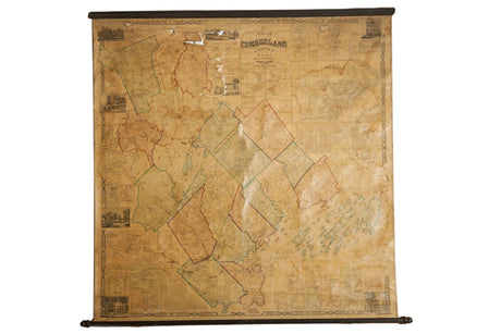 1860s Cumberland County Maine Wall Map featuring Portland