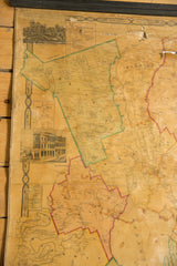 1860s Cumberland County Maine Wall Map featuring Portland