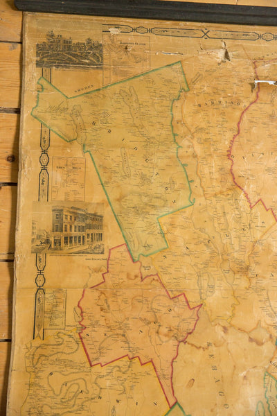 1860s Cumberland County Maine Wall Map featuring Portland