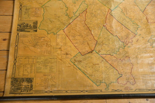 1860s Cumberland County Maine Wall Map featuring Portland