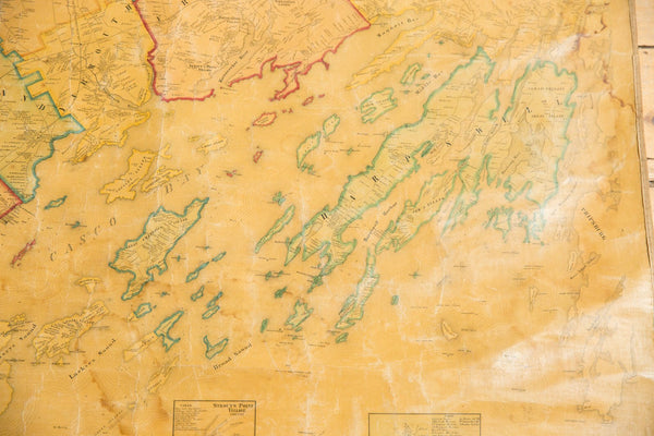 1860s Cumberland County Maine Wall Map featuring Portland