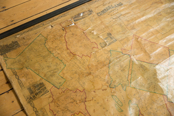 1860s Cumberland County Maine Wall Map featuring Portland