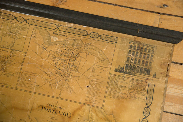 1860s Cumberland County Maine Wall Map featuring Portland