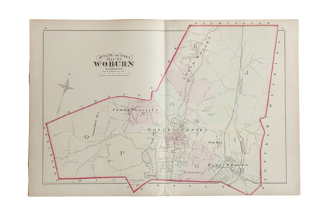 Antique Woburn Massachusetts Atlas Map Plate 7