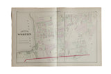 An 1875 G.M. Hopkins atlas map of Woburn, Massachusetts showing Horn Pond and hand-colored property lines.