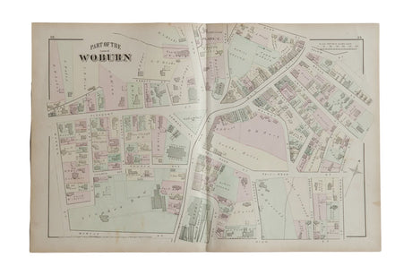 Antique Woburn Massachusetts Atlas Map Plate C