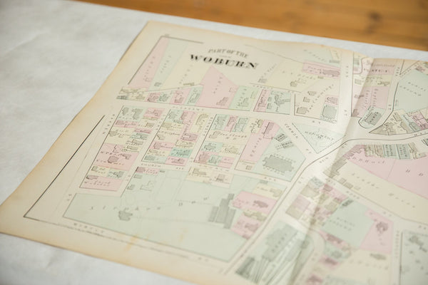 Antique Woburn Massachusetts Atlas Map Plate C