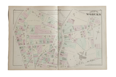 Antique Woburn Massachusetts Atlas Map Plate D