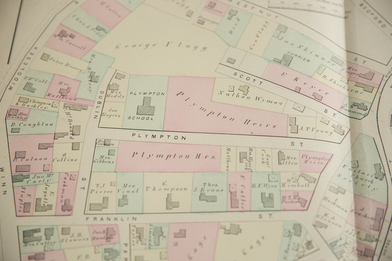 Antique Woburn Massachusetts Atlas Map Plate D
