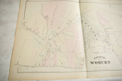 Antique Woburn Massachusetts Atlas Map Plate E