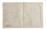 Antique Woburn, Massachusetts atlas plate from 1875 showing landowners and local landmarks.