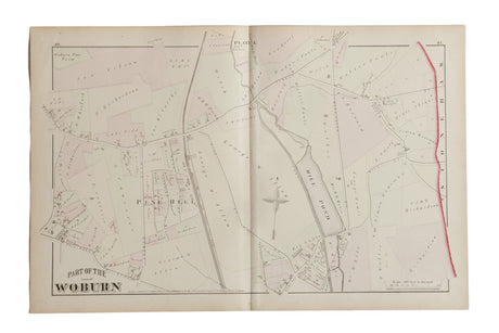 Antique Woburn Massachusetts Atlas Map Plate I