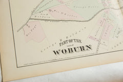 Antique Woburn Massachusetts Atlas Map Plate J