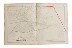 Antique Woburn Massachusetts Atlas Map Plate K