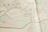 Angled detail of the 1875 Woburn map showing landowner parcels and the Old Middlesex Canal.
