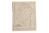 Antique 1875 atlas map of Woburn, Massachusetts, showing Horn Pond and historic property lines.