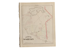 Antique Woburn Massachusetts Atlas Map Plate P