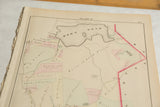 Angled view of the 19th-century Woburn atlas map showing detailed plots around Horn Pond.