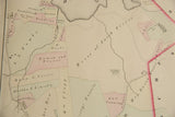 A detailed view of the 1875 Woburn, MA map showing land owner plots for the Pierce and Russell families.