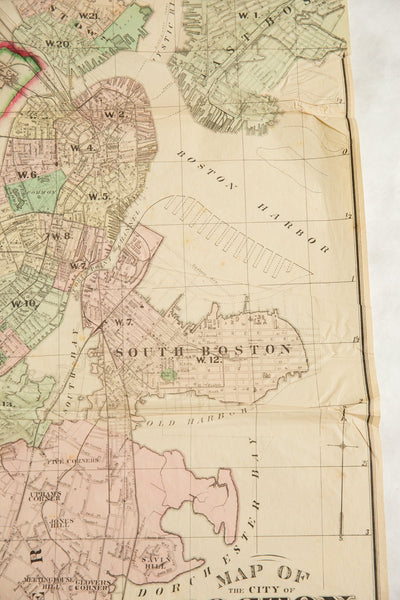 Antique Folding Map of City of Boston and its Environs 1874