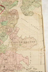 Antique Folding Map of City of Boston and its Environs 1874