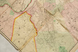 Antique 1874 Boston map section showing hand-colored districts of Brighton and Jamaica Plain.