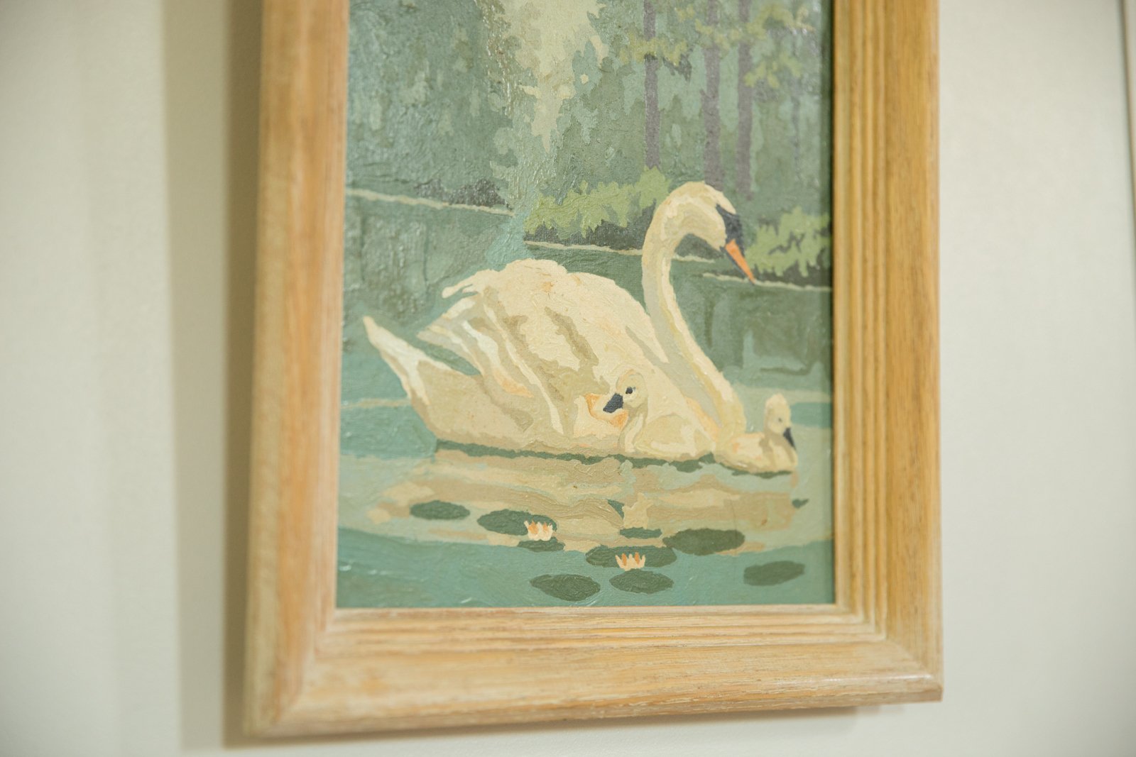 Vintage Paint by Numbers Painting Swans