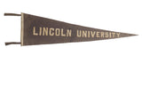 Rare antique Lincoln University wool felt pennant, muted dark tone with sewn cream lettering.