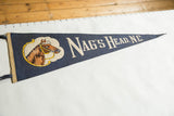 Vintage Nag's Head felt pennant's horse graphic and blue background.