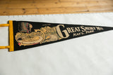 Vintage Great Smoky Mountains pennant showing Native American, yellow binding, and 'The Loop' motif.