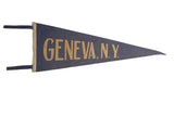 Vintage Geneva, N.Y. felt flag pennant in dark blue with tan letters, 9