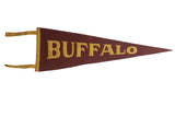 Vintage Buffalo NY Felt Flag Pennant, maroon with gold BUFFALO lettering, 1930s.