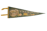Vintage New York World's Fair green felt pennant with Federal Area buildings, 8