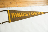 Raised gold felt lettering and sewn edge on the vintage Kingston N.Y. pennant.