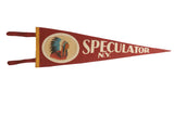 Vintage Speculator N.Y. felt pennant, red with Native American in headdress profile, 7x23.