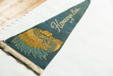 Vintage Honeoye Lake N.Y. felt pennant displaying Native American profile with yellow and teal feathers.