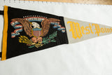 Vintage West Point felt pennant's left side, with vibrant eagle emblem on black felt.