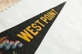 Gold 'WEST POINT' lettering on textured black felt vintage souvenir pennant.