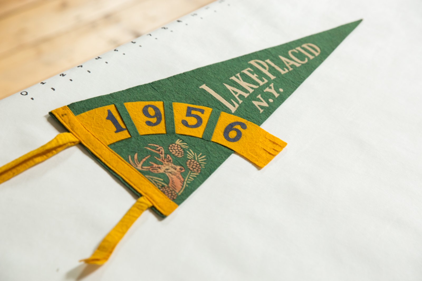 Lake Placid N.Y. 1956 Felt Flag