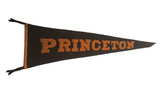 Antique Princeton University felt pennant, orange block lettering on black, circa 1930s, 10x28.