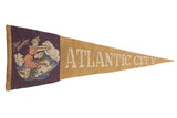 Rare antique Atlantic City felt flag pennant in purple and tan with a 