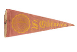 Vintage S. California felt pennant, faded coral and yellow with university emblem, showing time-softened patina, 11x28.