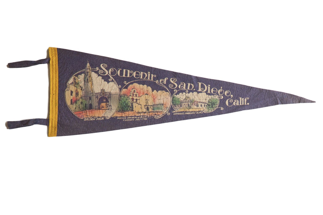 Souvenir of San Diego, Calif. Felt Flag