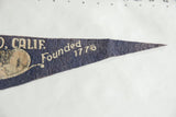 Dark blue felt pennant's pointed tip, showing 